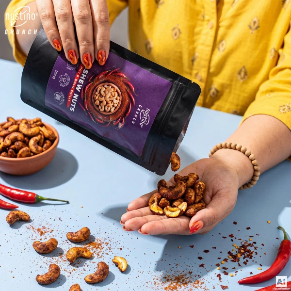 Nustino Crunch – Geröstete Cashewkerne – Hot & Bold Chilli 100 g