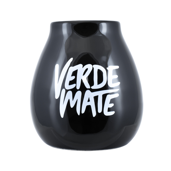 Mate-Kalebasse aus Keramik mit Verde-Mate-Logo (schwarz) 350 ml