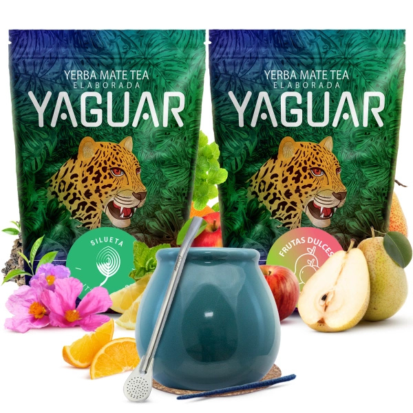 Yaguar Mate Tee Set Keramik Kalebasse Bombilla