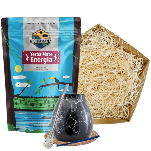Geschenkset Mate Tee: Rio Parana Energia 500g + Kalebasse + Bombilla