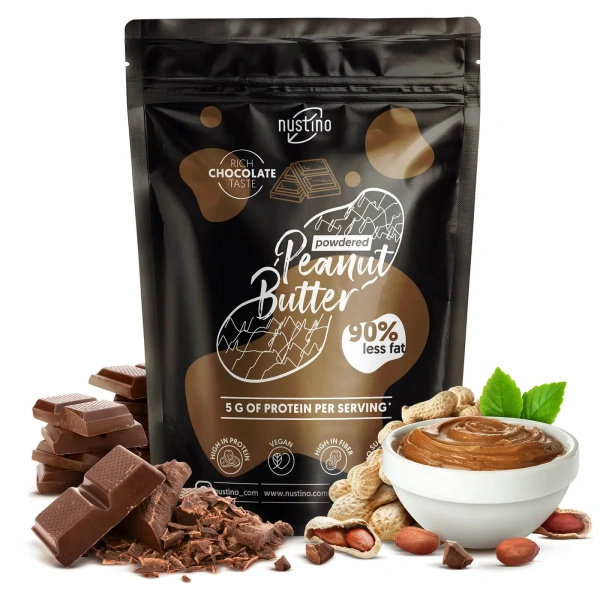 Geschenkset mit Erdnussbutterpulver Nustino: Pure + Chocolate + Pistachio & Chocolate 3x400g
