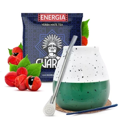 Guarani Mate Tee Set Keramik Kalebasse Bombilla