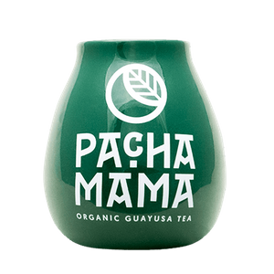 Mate-Kalebasse aus Keramik mit Pachamama-Logo (grün) 350 ml