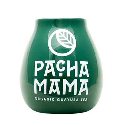 Mate-Kalebasse aus Keramik mit Pachamama-Logo (grün) 350 ml