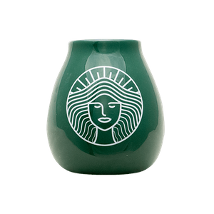 Mate-Kalebasse aus Keramik mit Pachamama-Logo (grün) 350 ml