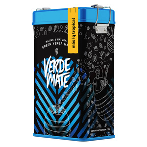 Yerbera – Metalldose + Verde Mate Green Más IQ Tropical 0,5 kg