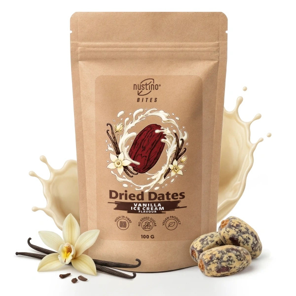 Nustino Bites – Getrocknete Datteln – Vanilla Ice Cream Flavour 100 g