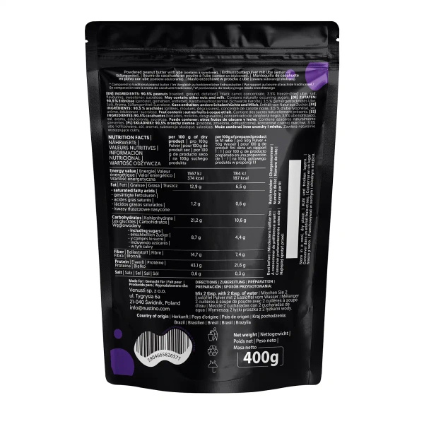 Nustino – Erdnussbutter in Pulverform – Ube (ohne Zuckerzusatz) 400 g