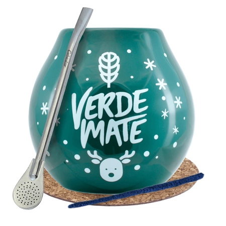 Mate Tee Winter-Set Verde Mate Kalebasse + Bombilla