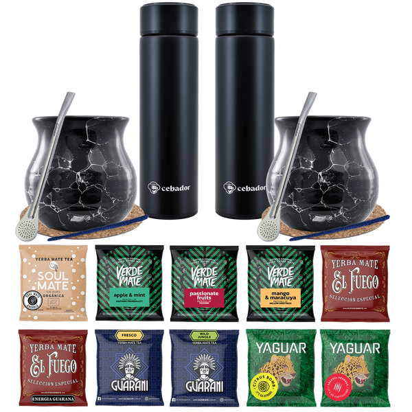 Yerba Mate Thermos Bombilla Set für zwei Personen 500g