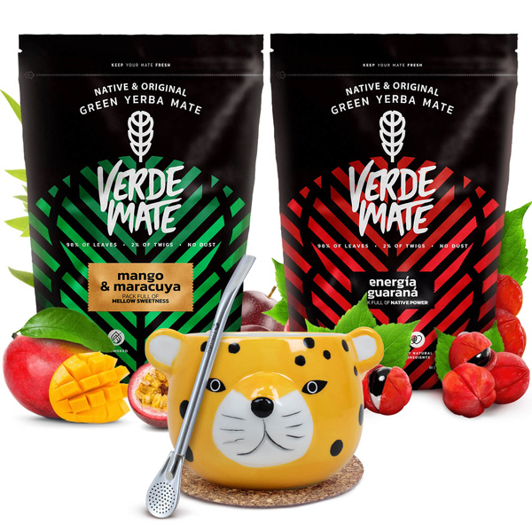 Verde Mate Tee Set Keramik Kalebasse Yaguar Gatito Bombilla