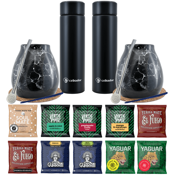 Yerba Mate Thermos Bombilla Set für zwei Personen 500g