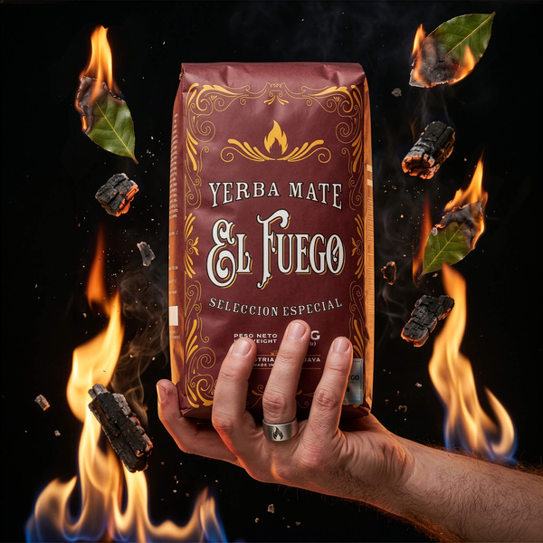 Mate Tee Set: El Fuego Elaborada 1kg + Kalebasse + Bombilla