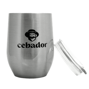 TermoLid – Stahl-Mate Becher mit Deckel – Cebador (Silberfarbe) –350 ml